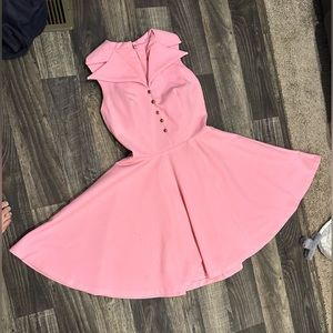Vintage pink unique Barbie dress doll dress cool collar faux button up dress